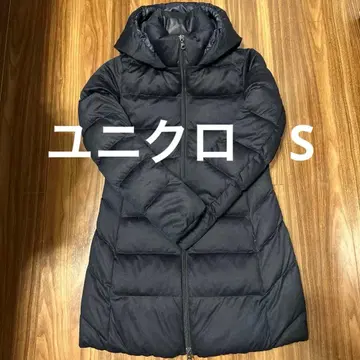 유니클로 다운 코트 네이비 (S) 후드 부착 (탈부착 가능)