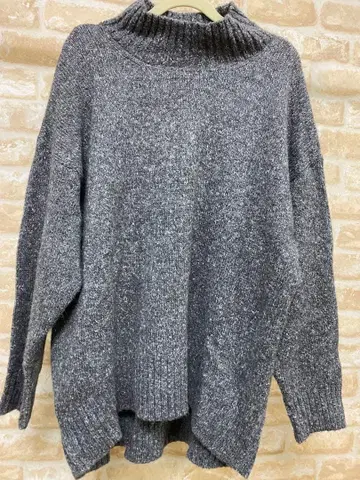 classicalelf 그레이 하이넥 니트 스웨터 XL