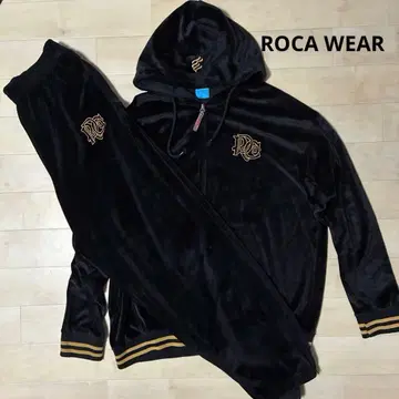 [ 새상품급 ] 90s ROCA WEAR 벨로아 저지 셋업 블랙 골드
