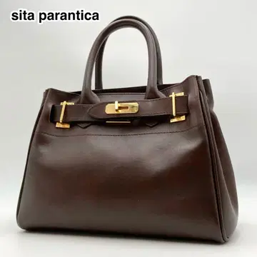 컨디션 최상 시타 파란티카 핸드백 천연 가죽 브라운 벨트 턴락