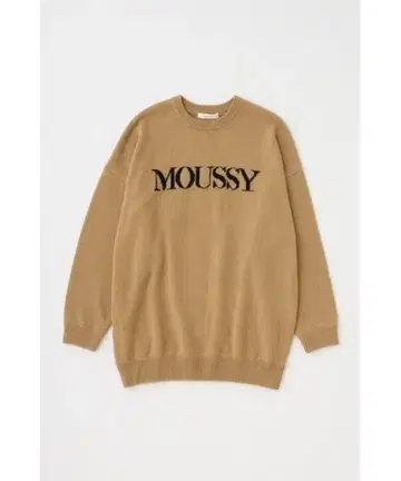 MOUSSY 베이지 로고 긴팔 니트 스웨터