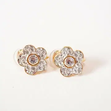 스와로브스키 플라워 파베 귀찌 골드