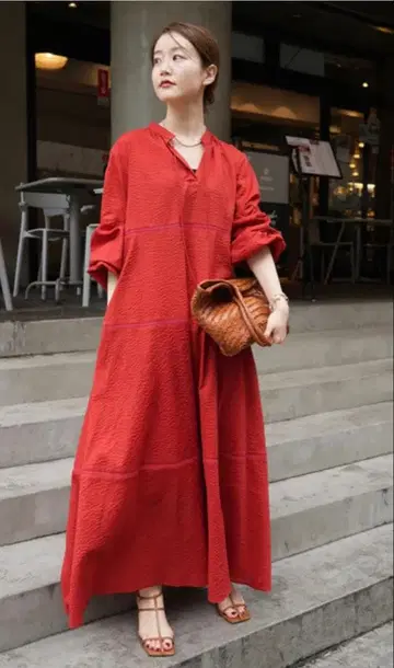 IENA 이에나 티어드 레이스 원피스 레드