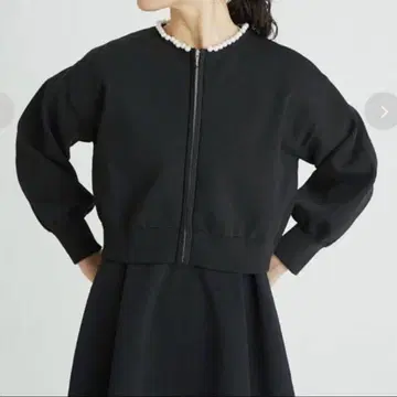 [ 새상품급 ] CELFORD 펄 장식 니트 블루종 라이트 아우터 38