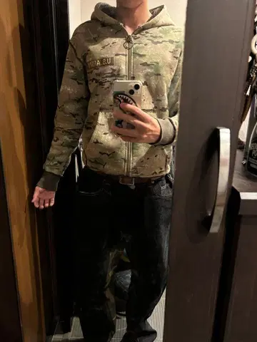 카모 패턴 풀 집업 후드티 속기모 US 모델