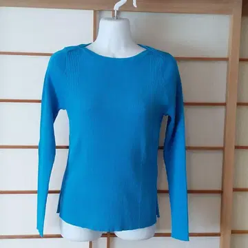 가격 인하! INED 코튼 리브 니트 스웨터 면 100% 9호 블루