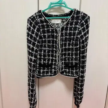 royalparty 레티스 트위드 파이핑 펄 자켓