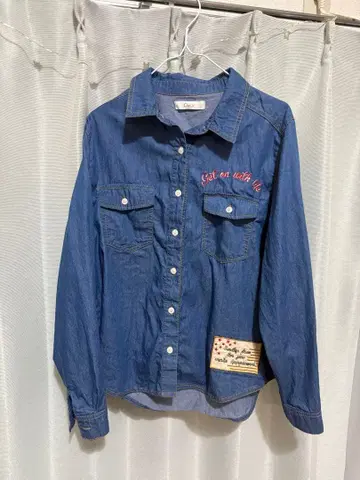 데님 셔츠 자수 긴팔