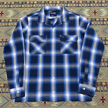 Wrangler 랭글러 옴브레 체크 셔츠 오픈 카라 좋은 배색