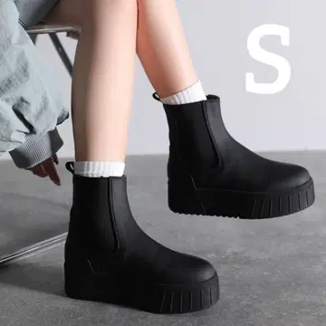 [ JaVa 자바 콜라보 ] 통굽 밑창 사이드 고어 첼시 부츠 S 블랙