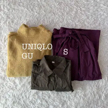 유니클로 GU S 사이즈 3점 세트 묶음 판매 스웨터 스커트 셔츠