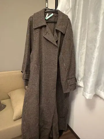 SNIDEL 브라운 계열 체크 롱 코트