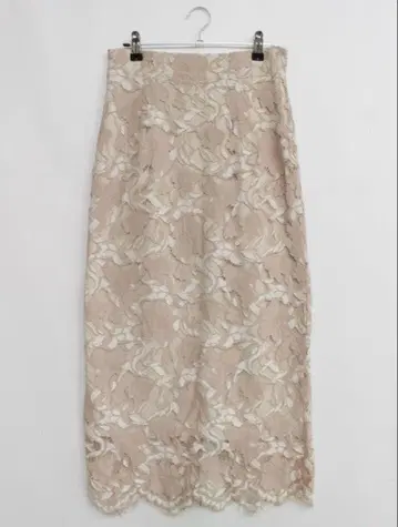 Anuans 핑크 베이지 레이스 꽃무늬 타이트 스커트