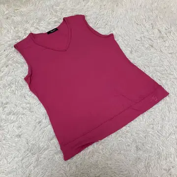 아쿠아스큐텀 슬리브리스 티셔츠 탱크탑 무지 핑크