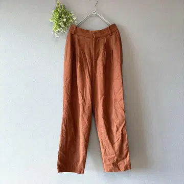 마우지 [M] 고급 캐주얼 깊은 가을 컬러 린넨 블렌드 턱 테이퍼드 팬츠