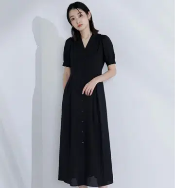 자카드 오픈 카라 원피스 NATURAL BEAUTY BASIC