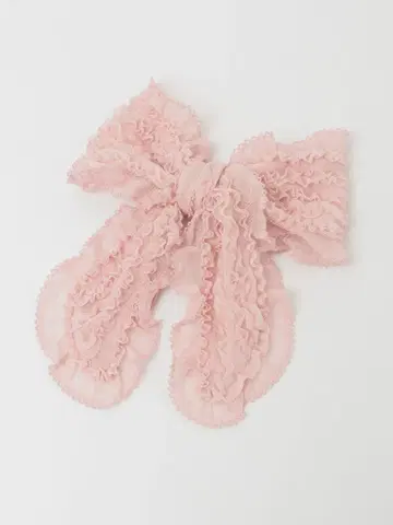 핑크하우스 튤 리본 헤어 클립 브로치 핑크