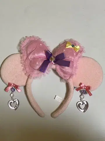 디즈니 이어링 머리띠 귀걸이 레어 핑크 미니