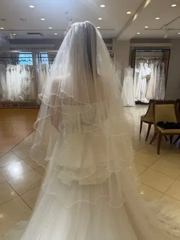 ALPHA BLANCA 웨딩 베일 3단 메로우
