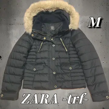 새상품급 ZARA trf 다운 코트 블랙 퍼 포함