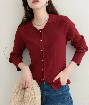 프론트 오픈 가디건풍 긴팔 니트