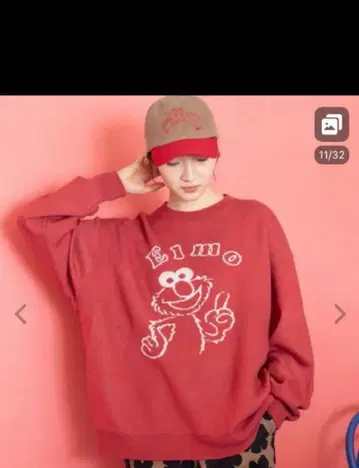 니코앤드 작년 새상품 엘모 자수 빨간색 니트 스웨터 프리 사이즈