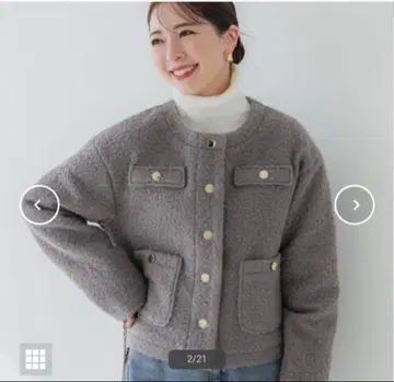 coca 골드 버튼 보아 자켓 그레이 미사용 새상품