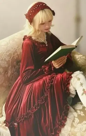 시마무라 호시나 사쿠라코 콜라보 벨로아 원피스 빨간색 5L 빅 사이즈