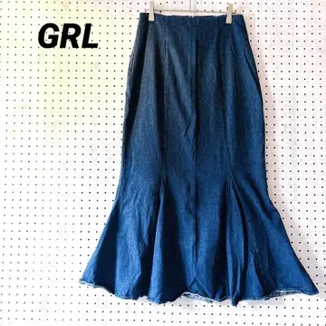 그레일 머메이드 데님 스커트 롱 기장 플레어 실루엣 M 사이즈 면 혼방