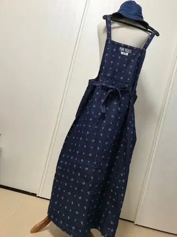 미사용 핑크하우스 랩 오버롤 스커트 묶는 끈 P,H,꽃 자수 일본제