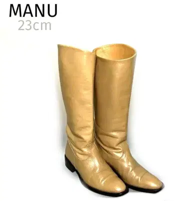 새상품급 [MANU] 베이지 가죽 롱 부츠 23cm