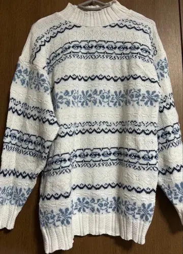 구제 노르딕 스웨터 하이넥 스카이블루