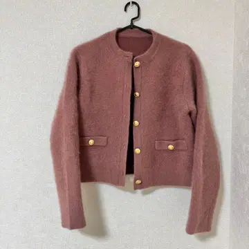 아뉴앙스 라쿤 블렌드 노카라 니트 자켓 핑크 zozo