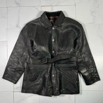 70~80s 가죽 하프 코트 L 상당 허리 벨트 포함 카우 가죽