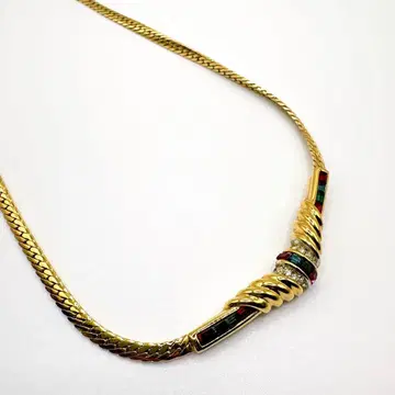 니나리치 빈티지 목걸이 컬러 스톤 골드 멀티 컬러