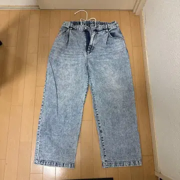 라이트 블루 와이드 데님 팬츠