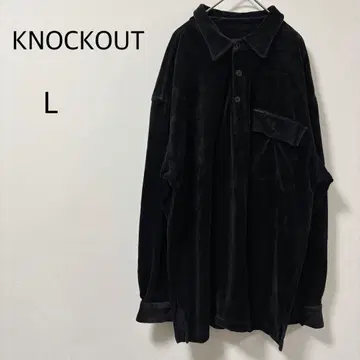 넉아웃 셔츠 긴팔 벨로아 오버 사이즈 스트릿 블랙 L