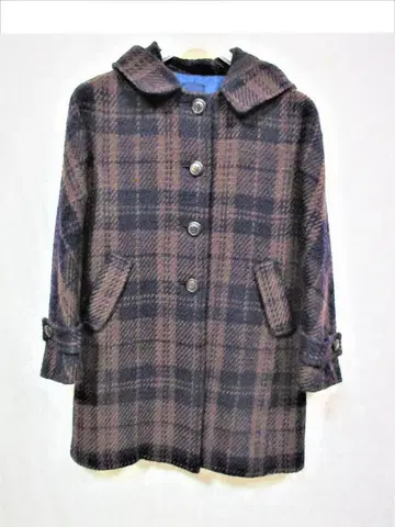 투모로우랜드 체크 무늬 울 후드 코트