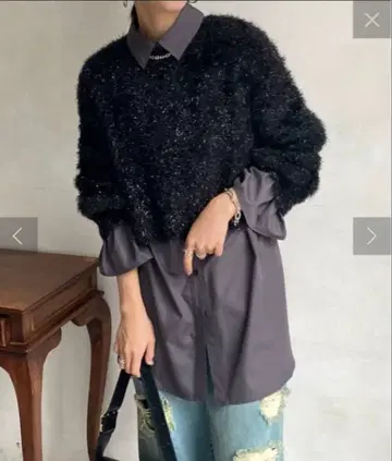 DouDou 라메 샤기 숏 기장 풀오버