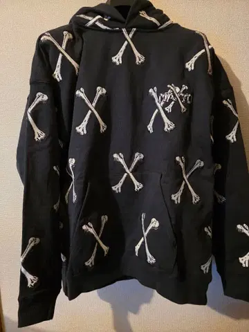 MAYO 메이 올 패턴 본 후드티 후드 블랙