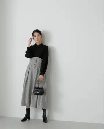 글렌체크 도킹 원피스 내추럴 뷰티 베이직