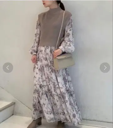 SNIDEL 니트 베스트 콤비 원피스 사이즈 0 핑크 베이지