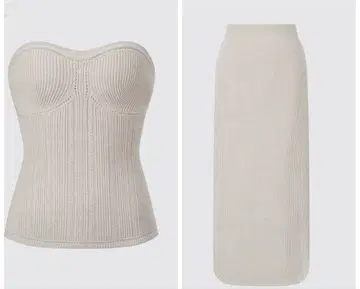 미사용 택 포함 마메쿠로구치 x 유니클로 3D 수플레 얀 뷔스티에 스커트