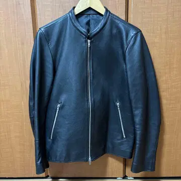 LIDnM 다크 브라운 가죽 싱글 라이더 자켓