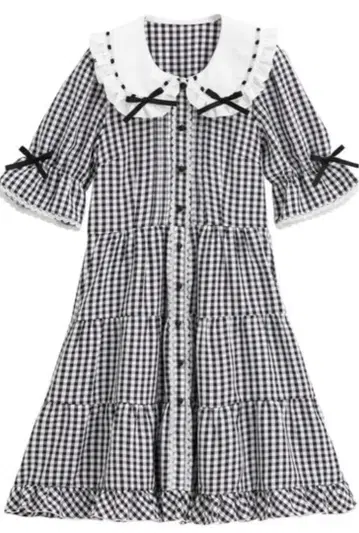 DearMyLove 깅엄 체크 반팔 원피스