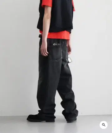 order Loose denim pants used 'BLACK'