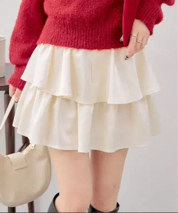 Chico 새틴 프릴 티어드 미니 스커트 M