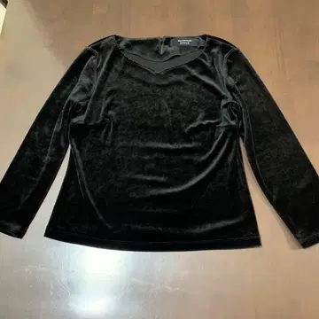 스틸(코우지 와타나베) 8부 소매 벨로아 V넥 비즈 장식 티셔츠 블랙 M