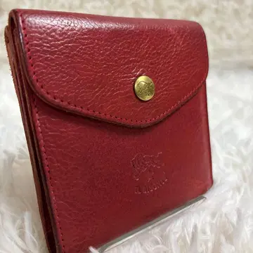 IL BISONTE 가죽 빨간색 접이식 지갑