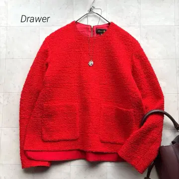 드로어 정가 10만 루프 풀오버 블라우스 레드 23AW 트위드